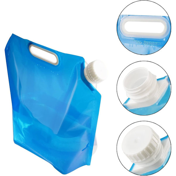 2 Pack 5l/10l vattenpåse hopfällbar dricksvattenbehållare, hopfällbar utomhusvattenpåse