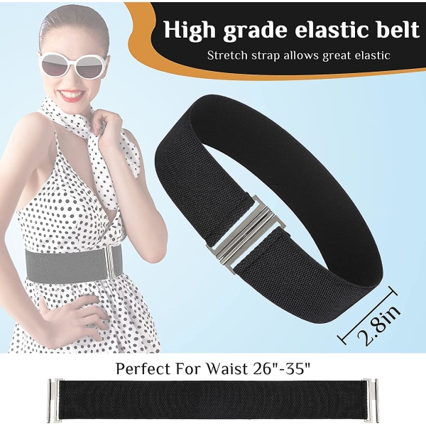 Löst Tight Bälte Retro Elastiskt Elastiskt Bälte Retro Elastiskt Bred Bälte Dragsko, Svart