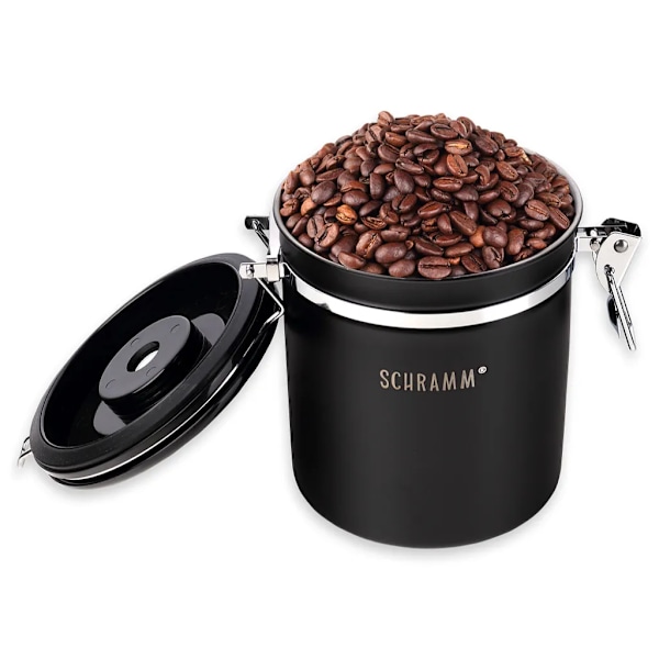 Schramm® kaffeburk 1500 ml i 10 färger med doseringssked Höjd: 15cm Kaffeburkar Kaffeburk i rostfritt stål, färg: svart