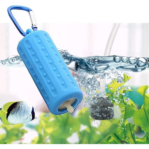 Akvarieluftpump, mini USB akvarium fisk tank syrepump 5v (ljusblå)