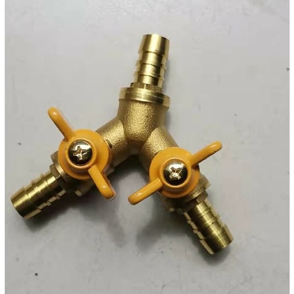 Rørkugleventil 3/8 Y-Formet Messingfitting 2-Vejs 3-Vejs Connector (til ID 10mm-11mm Slange)