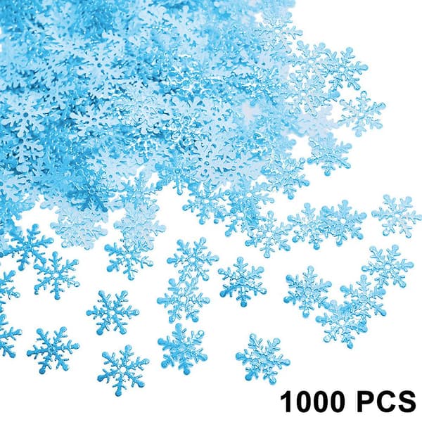 1000 st snöflingor konfetti dekorationer för vinterkonfetti festblå