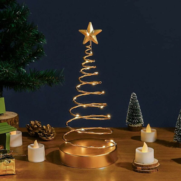 Julgran Spiral Lampa Xmas Led Slice Bordsskiva Spire Ljus Med Bas Jul Dekoration (Inget Batteri)