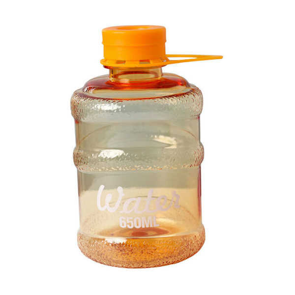 Mini Hink Plast Bubblande Vattenflaska Stor Kapacitet Sport Handkopp Läcksäker Vattenflaskor (Transparent Orange 650ml)