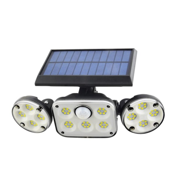 Solcellslampa Tre huvuden LED Solar Vägglampa Utomhus Vattentät Roterande Vägglampa Människokroppen Induktion Trädgårdslampa （78 LED