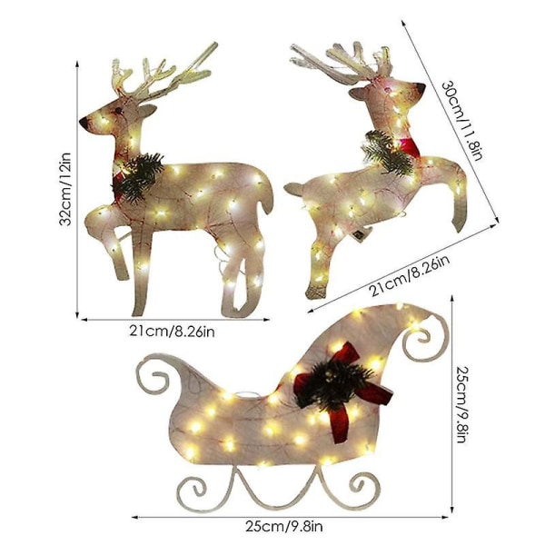 Upplyst utomhus jul snögubbe rådjur dekorationer för hem gräsmatta och främre gård mousserande 3stRöd