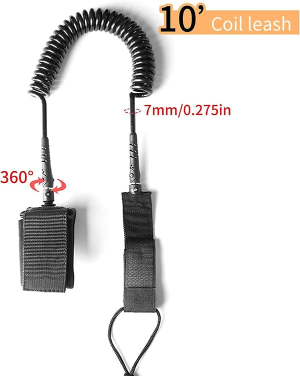 Surfboard Leash, 10ft 7mm Tpu Coiled Stand Up Paddleboard och Surfboard Leash, Gul