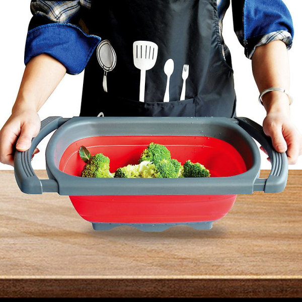 Vikbart durkslag på diskbänk med handtag för att placera grönsaker, pasta, löv, etc. - Vikbar kökssil,
