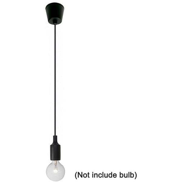 Base pendler, Ablevel E27 base base silikone pendler hængelampe med ledning (uden pære), sort