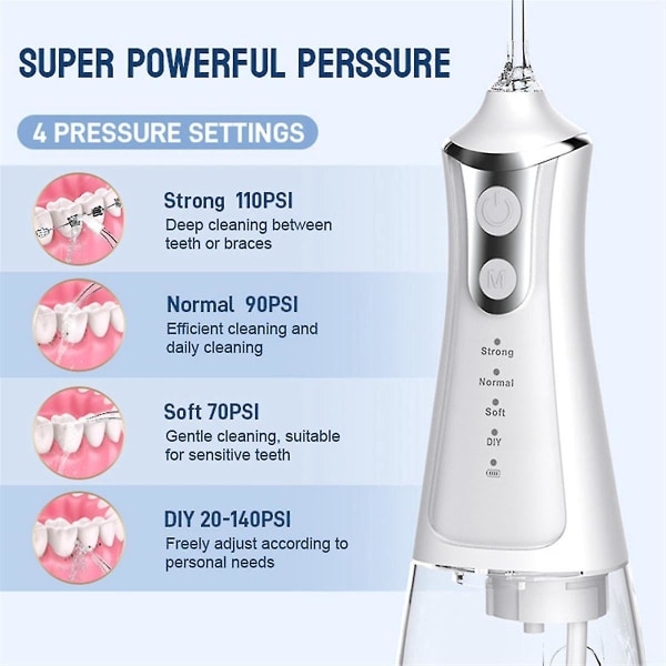 Vattentät elektrisk tandsköljare Högfrekvent puls Hushållsrengöring Oral Bärbar Tandrengöring USB Uppladdningsbar
