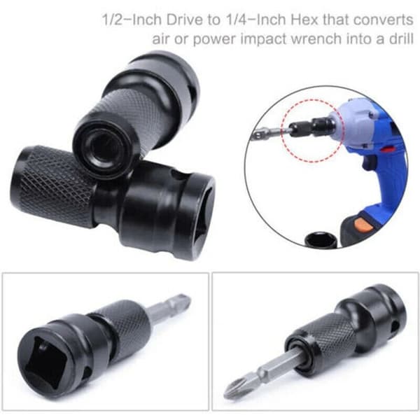 1 x Borpatronadapter-stikadapter Hex-skaft 1/2\" Driver til 1/4\" Hex-skaft Hammerbor til Slagboremaskine