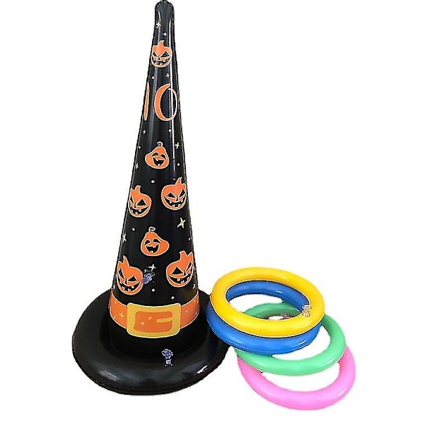 Annen Pynt Til Jul Halloween Oppblåsbar Heksehatt Gresskar Oppblåsbar Kaste Spill Heksehatt Kasting Spill Med Oppblåsbare Ringer Og Luftpumpe