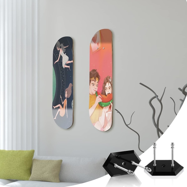 2 delar skateboardhållare lämplig för skateboarddisplay väggfäste och skateboarddäcksdekoration