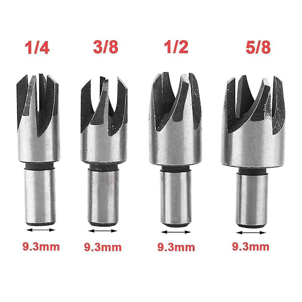 8 st 5/8in 1/2in 3/8in 1/4in Wood Plug Cutter Rak och konisk kloborrsats Set