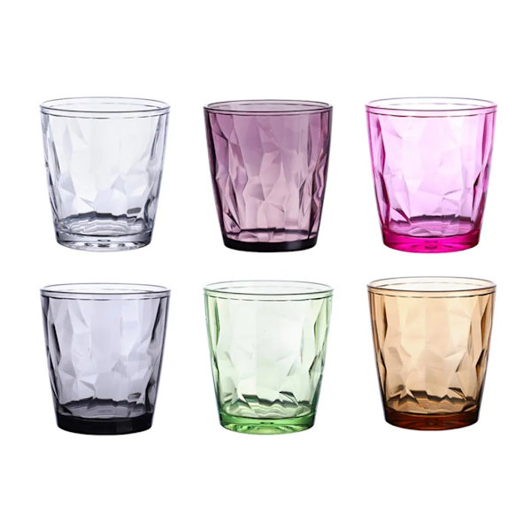 Set med 6 210ml koppar, juiceglas, dricksglas, vattenglas, akrylmuggar, färgglada glas, vattenglas, partyjuiceglas