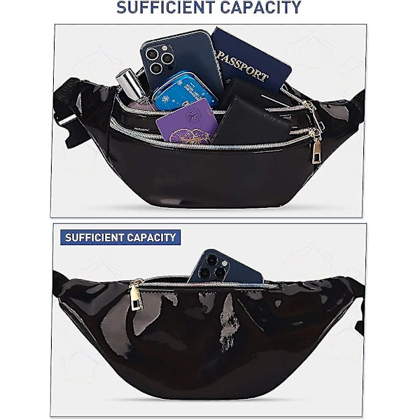Fanny Pack Damväskor Midjeväska Metall Vattentät Midjeväska 3 Fack Axelväska Flickor