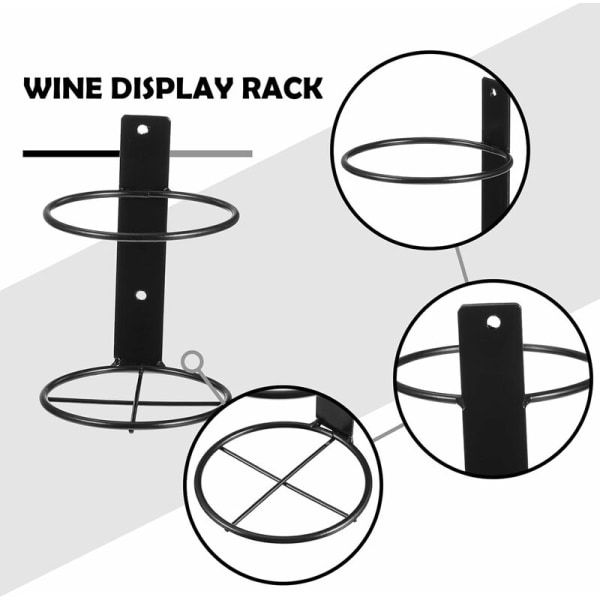 Väggmonterad vinhylla för en flaska, displayställ för rödvin, väggmonterad metallhängande vinhylla, 6-pack (svart)