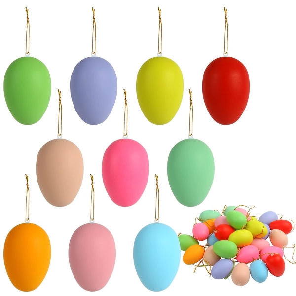 Plastpåskägg, 48 stycken färgglada påskägg hängande prydnader för påskgransdekoration