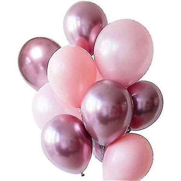 50 st ljusrosa och 50 st Mauve ballonger, 12 tums latexballonger 1 gratis pump