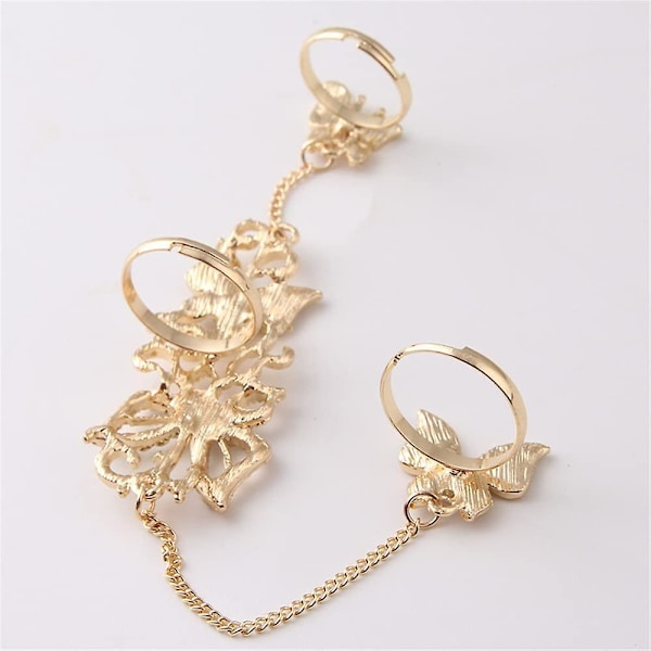 Sommerfugl Ring Armbånd Til Kvinder Piger 14k Guldbelagt Fint Slave Håndkæde Sele Armbånd Boho Gypsy Bollywood Bryllup Cosplay Retro Party Y2k Je
