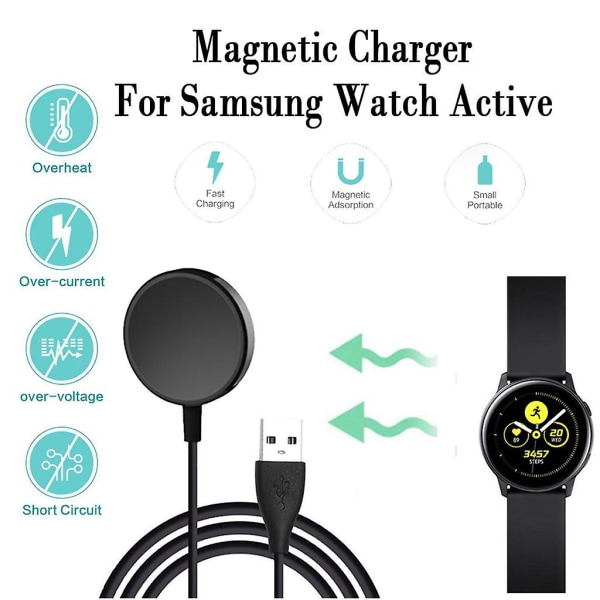 För Samsung Samsung Galaxy Watch Active 2 Round trådlös laddare Svart