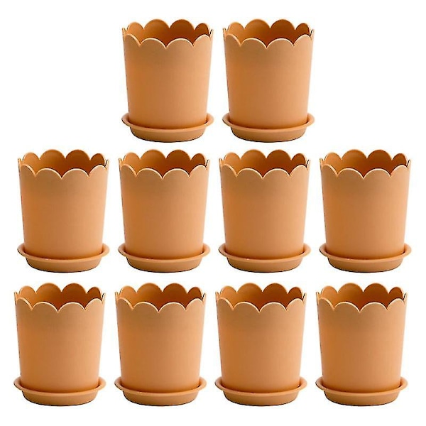 10-pack Plastblomkrukor med Bricka