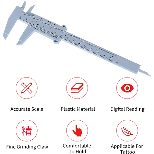 Återanvändbar ögonbrynsmått Vernier Caliper, 150 mm DIY ögonbrynslinjalmall