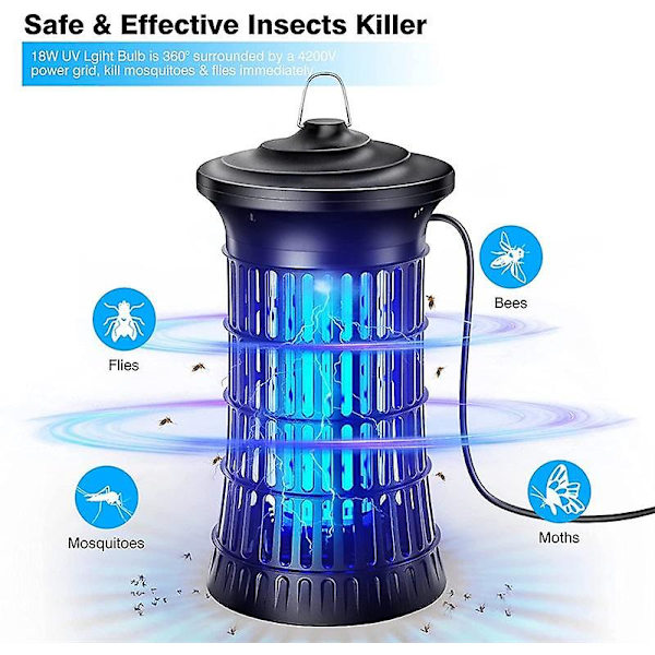 Bug Zapper för inomhus och utomhus, Jinyeda elektrisk myggfångare med insektslampa, kraftfull flugfälla myggdödare insektsdödare flugfälla för hemmet