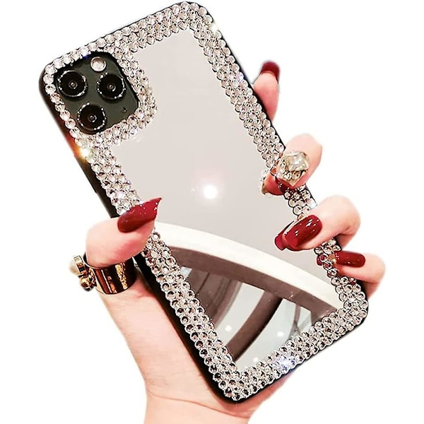 Iphone 13 Pro Max -kotelo 3D-kiilto ja kimallus Peili Kotelo Luksus Kiiltävä Kristalli Strassit Timantti Puskuri Selkeä Suojaava Kotelo Kansi Naisille F