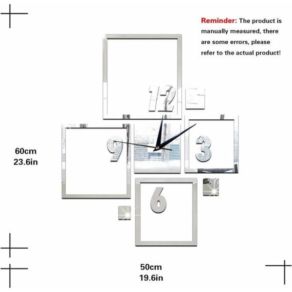 Kreativt 3D-vægur i akryl, 23'' x 19'', gave til Valentinsdag, mors dag, Thanksgiving, jul, fødselsdag, bryllupsdag