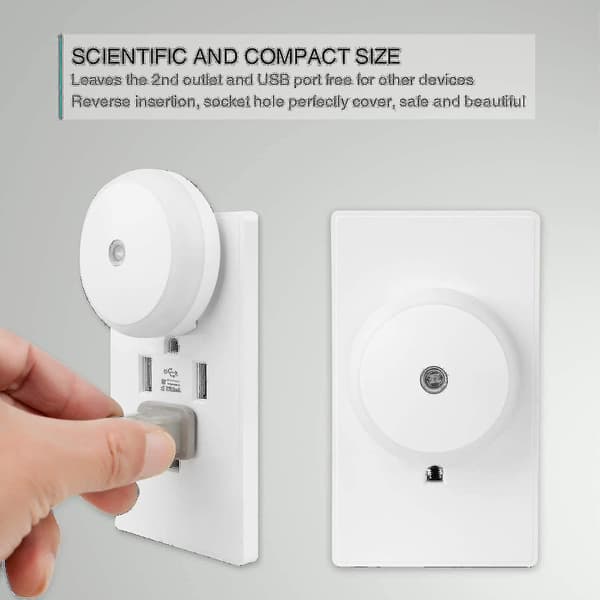 Amber nattlys, Plug-in LED nattlys, skumring til daggry-sensor, energisparende, Plug-in, S