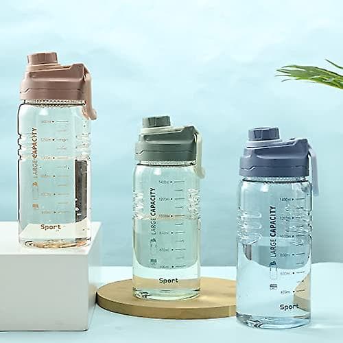 Vattenflaskor 1500ml Stor Kapacitet Vattenflaska Bärbar Utomhus Sportkannor Transparent Graderad Vattenkopp Kaffe