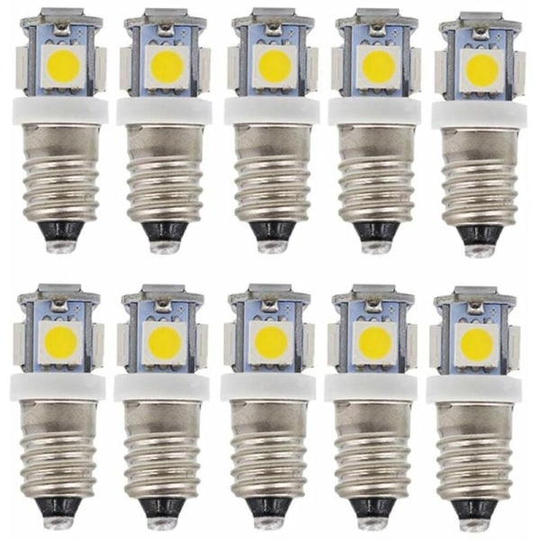 E10 AC LED-lampor - 10 st 6V 5 LED-lampor - E10 Miniatyrskruv 50Lm (AC 6V)