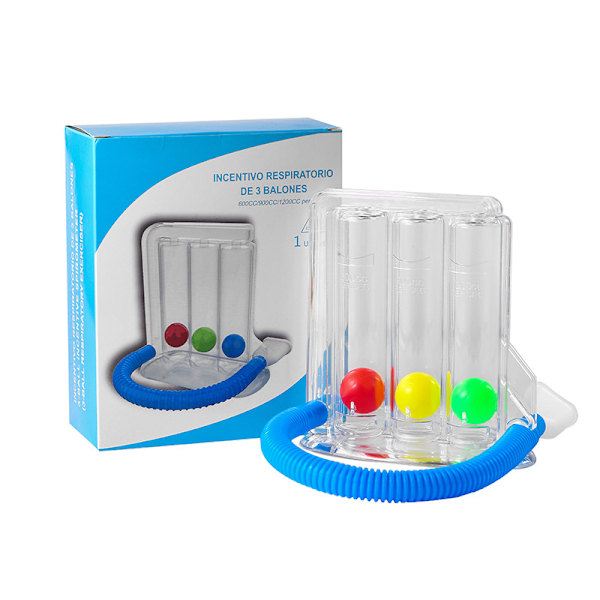Andningsövningsapparat Hemma Andningsövningsverktyg, 3 Bollar Djupandningsövning Lungtränare Incentive Spirometer Spirometry Mätningssystem（A）