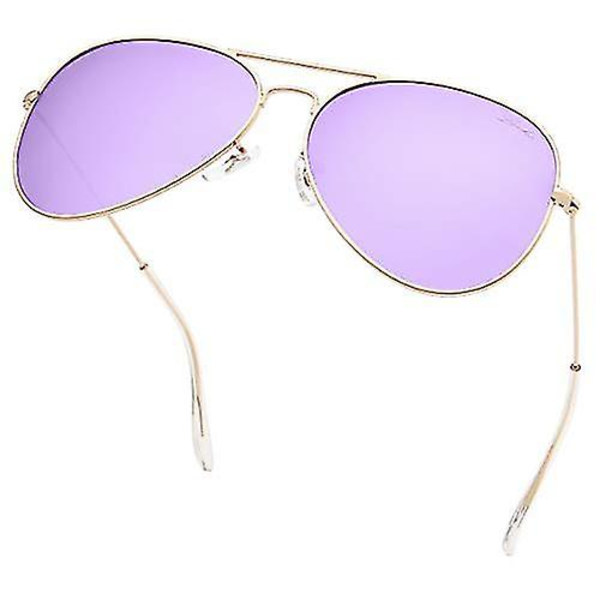 Wekity Classic Polariserad Aviator Solglasögon Uv Spegelglas Metall Retro Nyanser(lila)