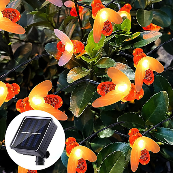 Solcellsdrivna Nattlampor Utomhus, 4.8m 20led Solcellsdrivna Bi-Stränglampor, 8 Ljuslägen Vattentät Dekoration för Utomhus