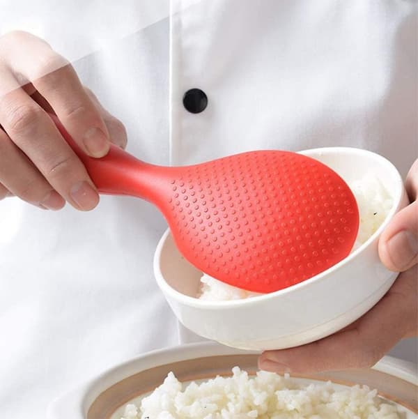 1 förpackning silikonsked för ris, non-stick ris, vertikal rissked (8,3 tum, röd)