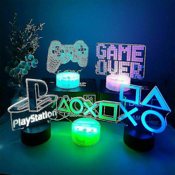 Nattlampe Game Over Skiltlys Spillrom Skrivebordsoppsett 3d Lys Bord Bar Dekor