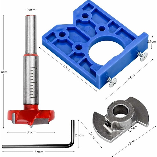 Hinge Jig Borr Bits Set 35mm Justerbar Bit Positioner Hål Borr Positionering Skärare för Trä Möbler Dörrskåp Hinge Installation