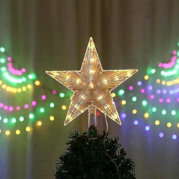 1pcs Christmas Tree Topper Star Shiny Rotating Light Party Led Lamp Decoration Warming White