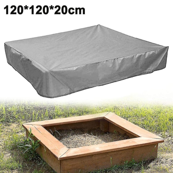 Sandlådelock med dragsko, fyrkantigt damm- och regntätt cover (120*120*20cm grå)