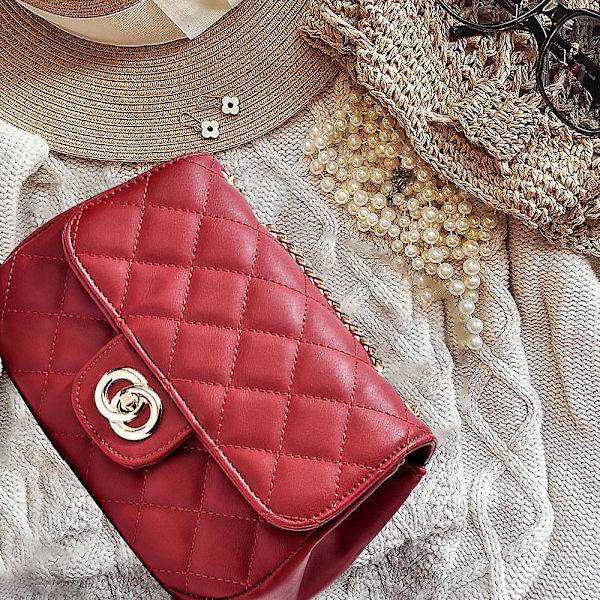 Liten plånbok - Crossbody-väska för kedjekopplingsväska för kvinnor Claret