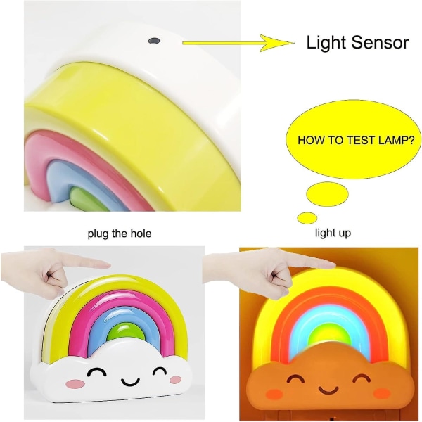 Rainbow Night Light, 1w Plug-in Nattlampa för barn, Led Dusk To Dawn Sensor Söt barnkammare present Nattlampa för baby Barn Flicka Pojke Toddler