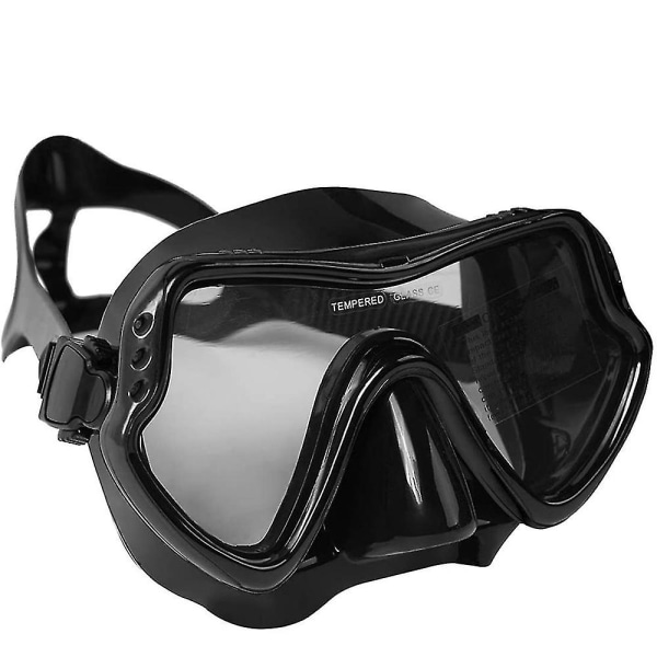 Panoramisk anti-im dykmask, läckagesäkra snorkelglasögon för män och kvinnor helt svarta