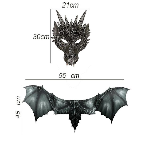 Halloween Dinosaurie Kostym Cosplay Djur Mask Vinge Tillbehör