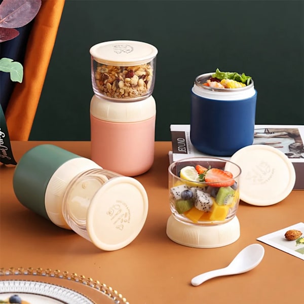 700 ml Praktisk Müsli Mugg, To Go Mug Lunchpot Läcksäker Yoghurt Mugg To Go Med Väska Och Sked För Skola, Kontor, Utomhus (Grön)