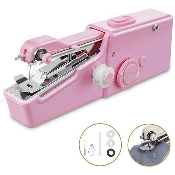 Handsymaskin, sladdlös handsymaskin, snabbsöm för tygkläder, barnkläder, husdjurskläder, rosa