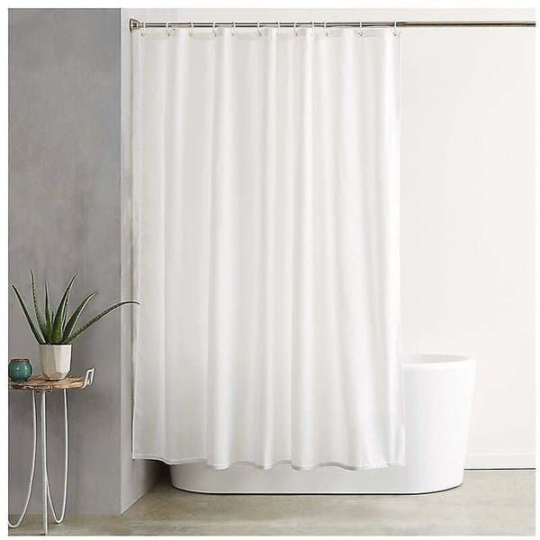 Duschdraperi Polyester Vattentätt Duschdraperi Vit 180 x 200 cm Tvättbart Textilduschdraperi