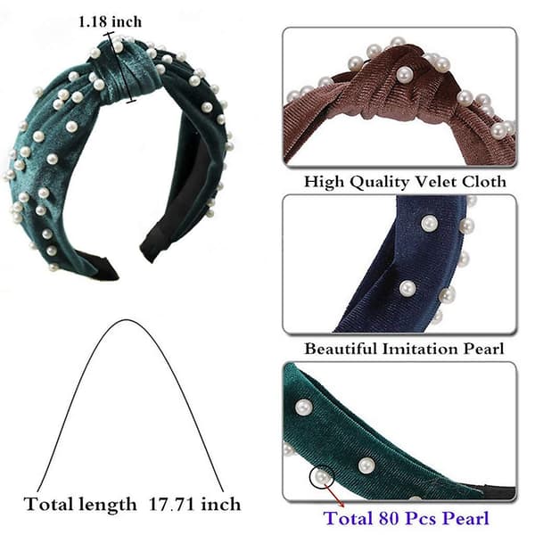 Hodebånd for kvinner - Perlehodeband - 1 stk. Tvinnet kunstig perlefløyelshodeband Elegant Bling Hårklipp Hårnåler Hodeplagg Barrette Stylingverktøy Tilbehør