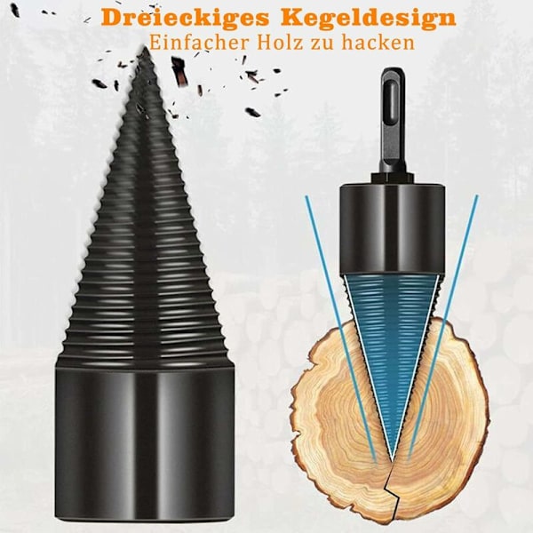 Trækløverbor 42mm keglebor trækløver, brændekløverbor med 3 multifunktionsakser
